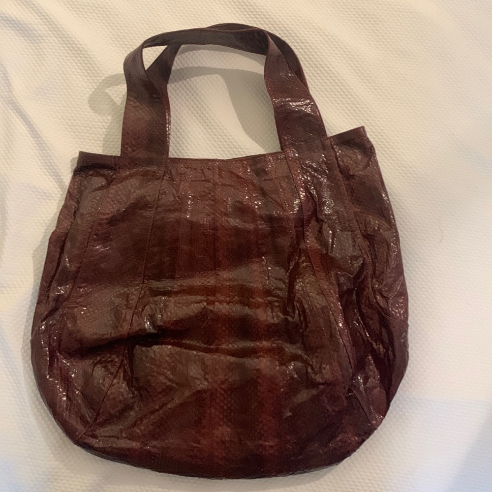 Beirn brown snakeskin bag